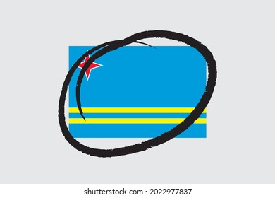 Illustrated Flag for the Country of  Aruba