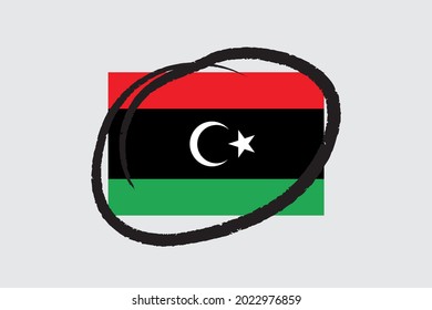Illustrated Flag for the Country of  Libya