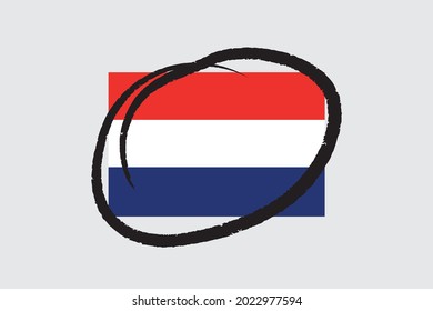 Illustrated Flag for the Country of  Netherlands