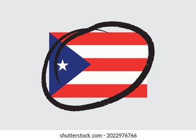 Illustrated Flag for the Country of  Puerto Rico