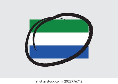 Illustrated Flag for the Country of  Sierra Leone