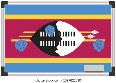 Illustrated Flag on a Whiteboard for the Country of  Swaziland