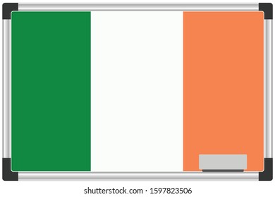 Illustrated Flag on a Whiteboard for the Country of  Ireland