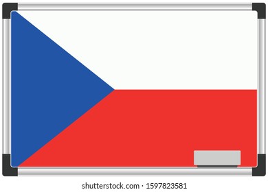 Illustrated Flag on a Whiteboard for the Country of  Czech Republic