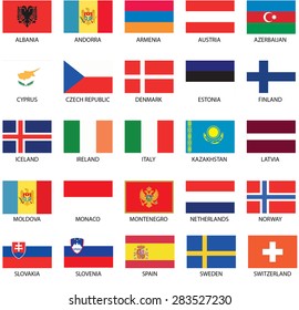 Illustrated Flags from the continent of Europe