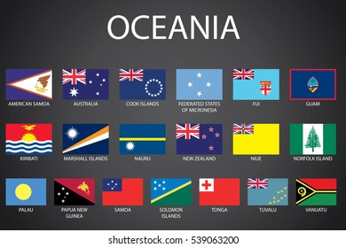 Illustrated Flags from the Continent of Oceania