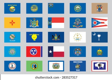 Illustrated Flags from the continent of the United States of America