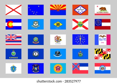 Illustrated Flags from the continent of the United States of America