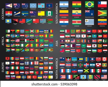 Illustrated Flags from the World organised by Continent