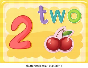 Illustrated Flash Card Showing The Number 2