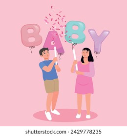 Illustrated flat gender reveal concept.