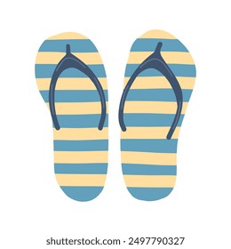 
Illustrated flip-flops with blue and yellow stripes, perfect for summer themes. Simple and stylish footwear ideal for beach, pool, and vacation designs. Casual, trendy, and colorful.