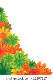Illustrated floral background with colorful flowers in the corne