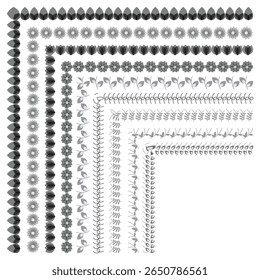 Illustrated flower Divider Lines for Border and Print.