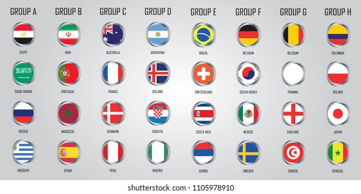 Illustrated Football tournament teams on colourful background divided in to groups