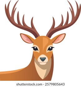 illustrated forest deer with impressive antlers and a soft, detailed face