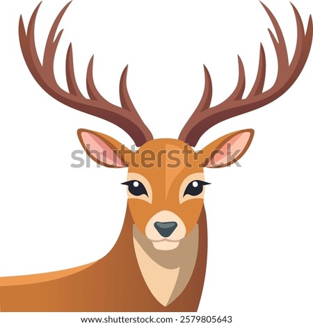 illustrated forest deer with impressive antlers and a soft, detailed face