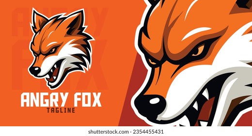 Illustrated Fox Rage: Logo, Mascot, Artwork, Vector Graphics for Sports and E-Sports Gaming Squads, Orange Fox Head Mascot
