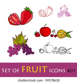 illustrated fruit icons| eps8