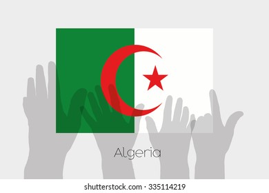 Illustrated Ghost Hands with the Flag of Algeria