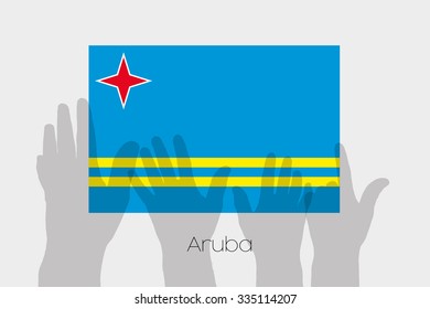 Illustrated Ghost Hands with the Flag of Aruba