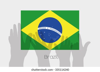 Illustrated Ghost Hands with the Flag of Brazil