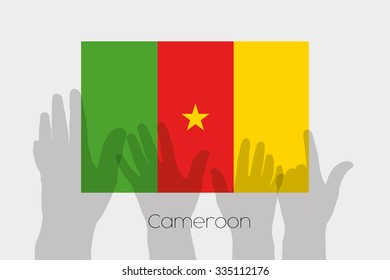 Illustrated Ghost Hands with the Flag of Cameroon