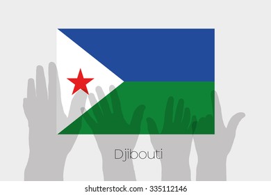 Illustrated Ghost Hands with the Flag of Djibouti