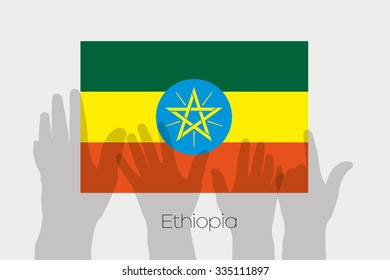 Illustrated Ghost Hands with the Flag of Ethiopia