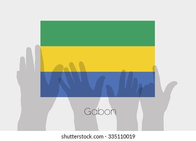 Illustrated Ghost Hands with the Flag of Gabon
