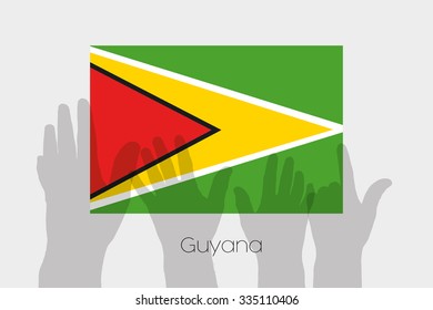 Illustrated Ghost Hands with the Flag of Guyana