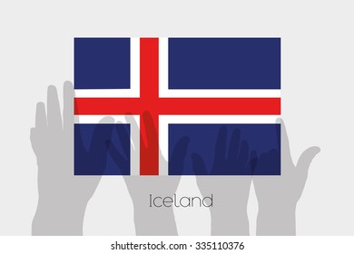 Illustrated Ghost Hands with the Flag of Iceland