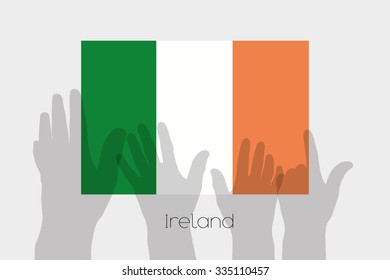 Illustrated Ghost Hands with the Flag of Ireland