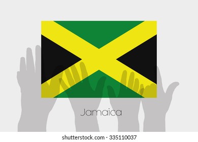 Illustrated Ghost Hands with the Flag of Jamaica