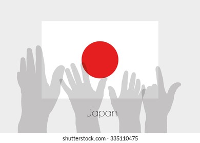 Illustrated Ghost Hands with the Flag of Japan