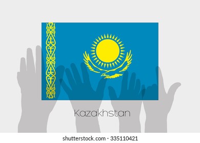 Illustrated Ghost Hands with the Flag of Kazakstan