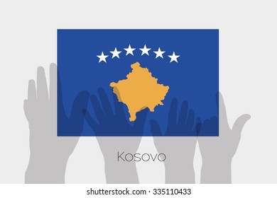 Illustrated Ghost Hands with the Flag of Kosovo