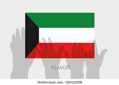 Illustrated Ghost Hands with the Flag of Kuwait