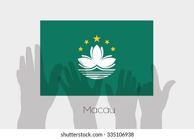 Illustrated Ghost Hands with the Flag of Macau