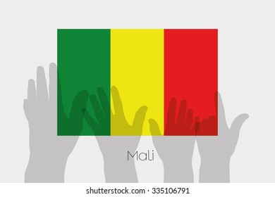 Illustrated Ghost Hands with the Flag of Mali