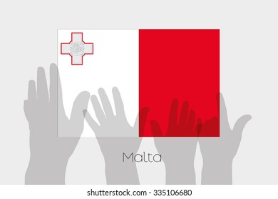 Illustrated Ghost Hands with the Flag of Malta