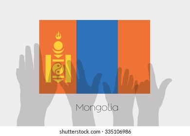 Illustrated Ghost Hands with the Flag of Mongolia