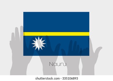 Illustrated Ghost Hands with the Flag of Nauru