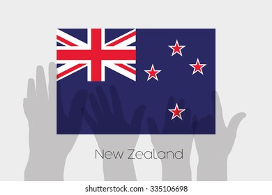 Illustrated Ghost Hands with the Flag of New Zealand