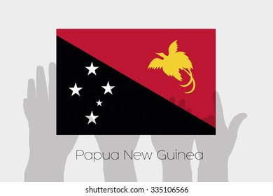 Illustrated Ghost Hands with the Flag of Papua New Guinea