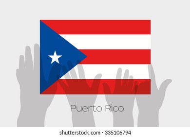 Illustrated Ghost Hands with the Flag of Puerto Rico