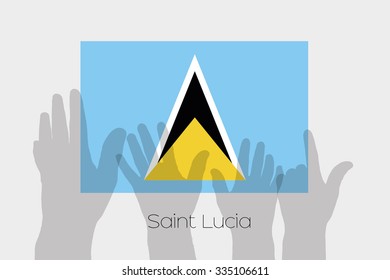 Illustrated Ghost Hands with the Flag of Saint Lucia