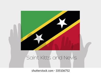 Illustrated Ghost Hands with the Flag of Saint Kitts and Nevis
