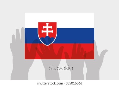 Illustrated Ghost Hands with the Flag of Slovakia