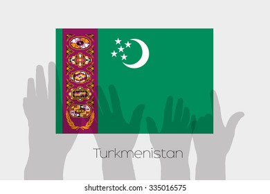 Illustrated Ghost Hands with the Flag of Turmenistan